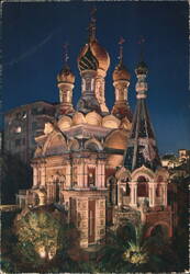 Russian Orthodox Church, Sanremo at Night Postcard