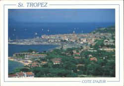 St. Tropez Coastline with Harbor and Town Postcard