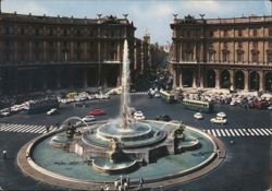 Piazza Esedra and Via Nazionale with Fountain, Rome Postcard
