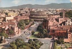 Rome Panorama, Colosseum and Via dei Fori Imperiali Postcard