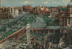 View of Roman Forum and Colosseum from Via dei Fori Imperiali Postcard