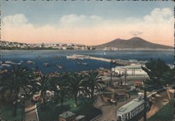 Panoramic View of Mergellina Harbor, Naples with Mount Vesuvius Postcard