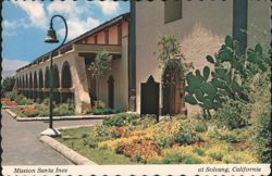 Mission Santa Ines, Solvang, California - Garden View with Bell Postcard