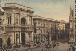 Galleria Vittorio Emanuele II and Street Scene, Milan Postcard