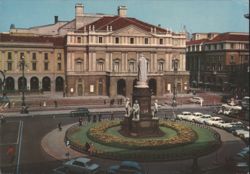 Piazza della Scala with Leonardo da Vinci Monument, Milan Postcard