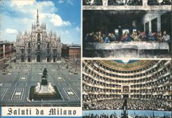 Saluti da Milano: Duomo, Last Supper, La Scala Postcard