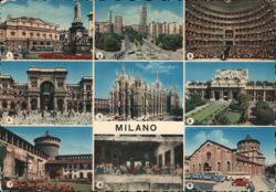 Multiple Views of Milan Landmarks Postcard