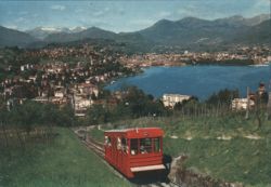 Funicular of San Salvatore with Lake Lugano & City View Postcard