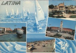 Latina - City Views, Beach, and Sailboats Postcard