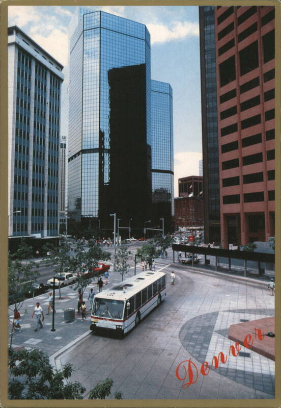 Denver Cityscape with Modern Skyscrapers and Plaza Colorado