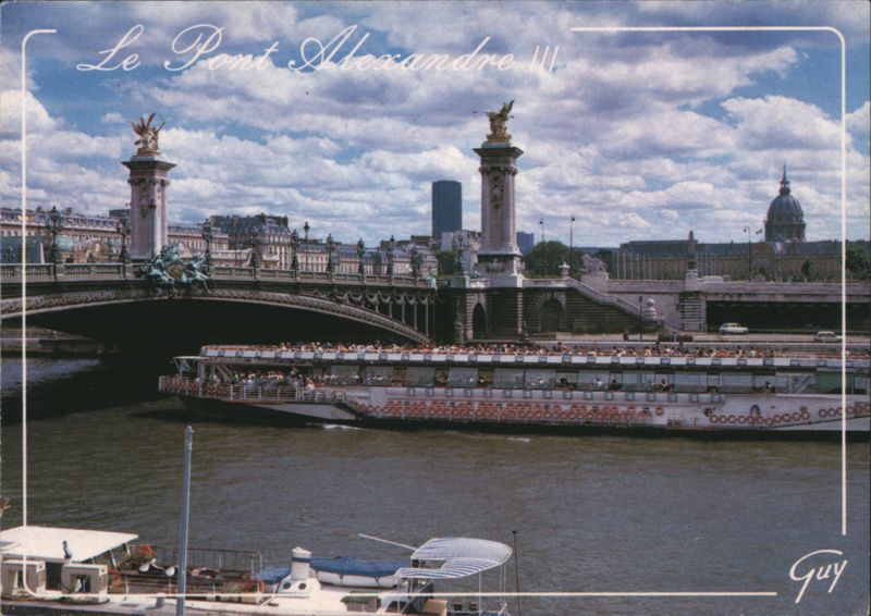 Pont Alexandre III and Seine Riverboats, Paris France