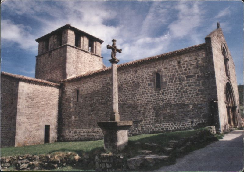 Church of Veyrines with Stone Cross, Haut Vivarais France