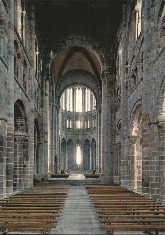 Mont Saint-Michel Abbey Church, Romanesque Nave France