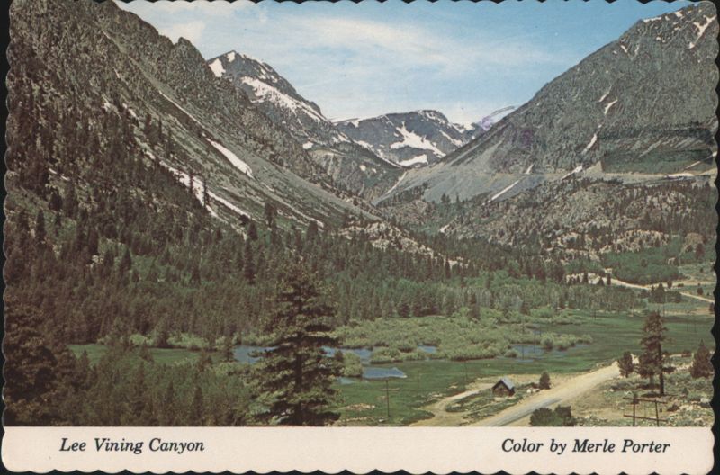Lee Vining Canyon with Snow-Capped Mountains and Valley California