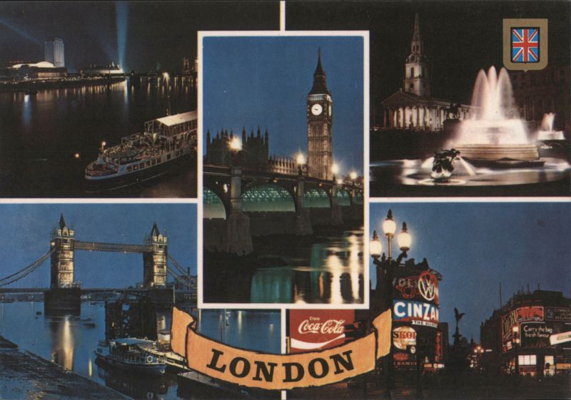 London Landmarks at Night - Big Ben, Tower Bridge, Piccadilly Circus United Kingdom