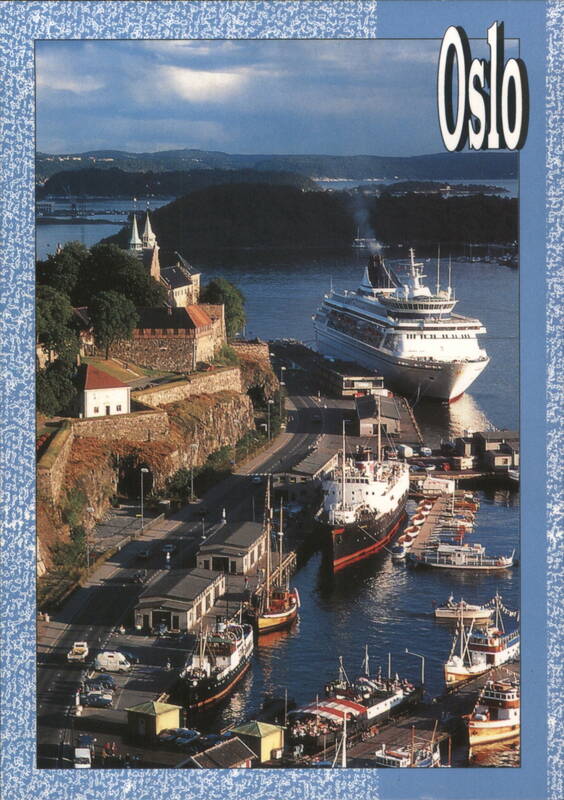 Oslo Harbor with Cruise Ship and Akershus Fortress Norway