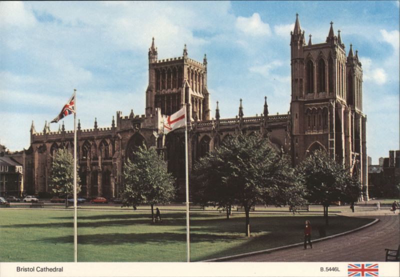 Bristol Cathedral with Flags United Kingdom