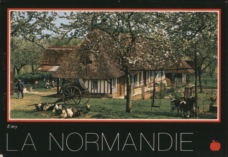 Normandy Thatched Roof Farmhouse with Apple Trees France