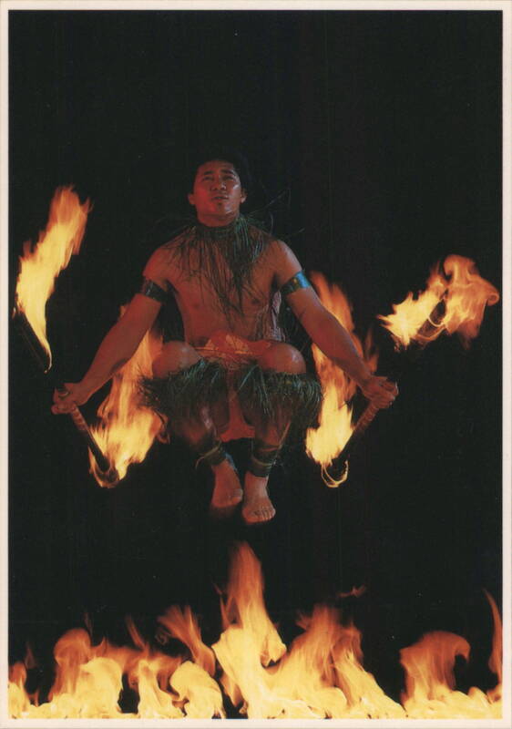 Samoan Fire and Knife Dance at Polynesian Cultural Center Honolulu Hawaii
