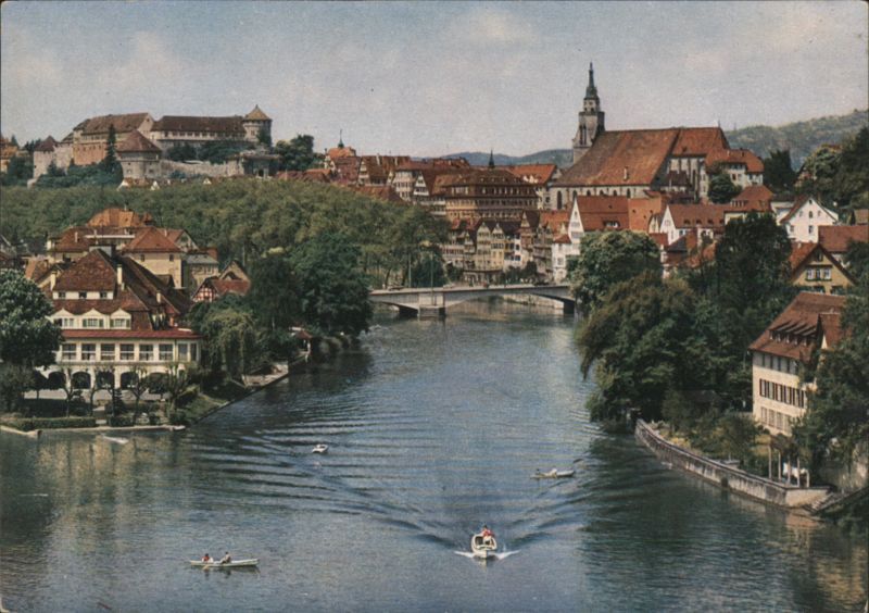 Tübingen Cityscape along Neckar River with Church Spire Germany