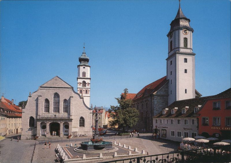 Lindau Marktplatz, Neptune Fountain, St. Stephen's and Minster Germany