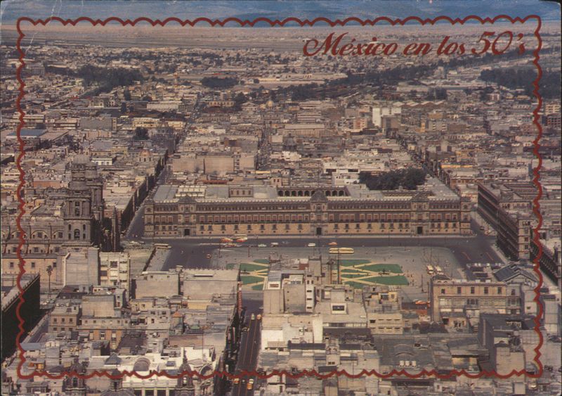 Mexico City Zócalo Panoramic View, 1950s Mark Turok