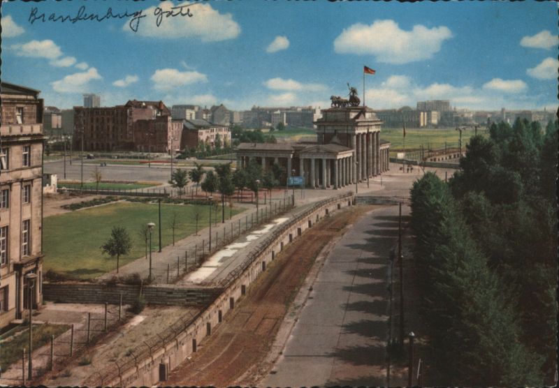 Brandenburg Gate and Berlin Wall with Barbed Wire Germany