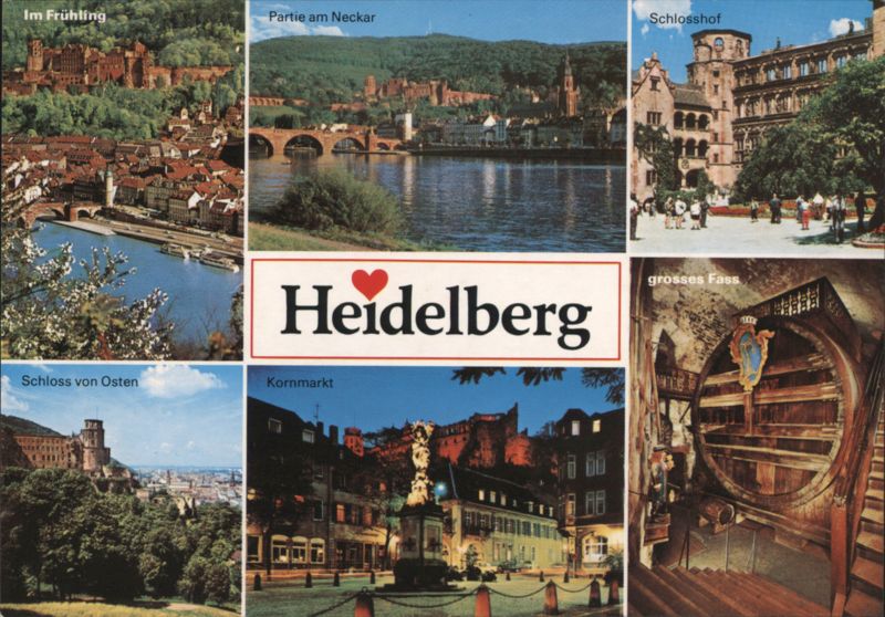 Heidelberg Multi-View with Castle and Neckar River Germany
