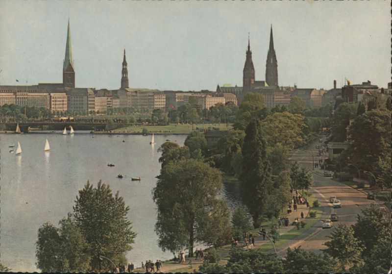 Hamburg: Outer Alster Basin and City Steeples Germany