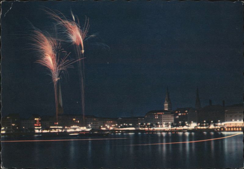Fireworks on the Binnenalster, Hamburg Germany