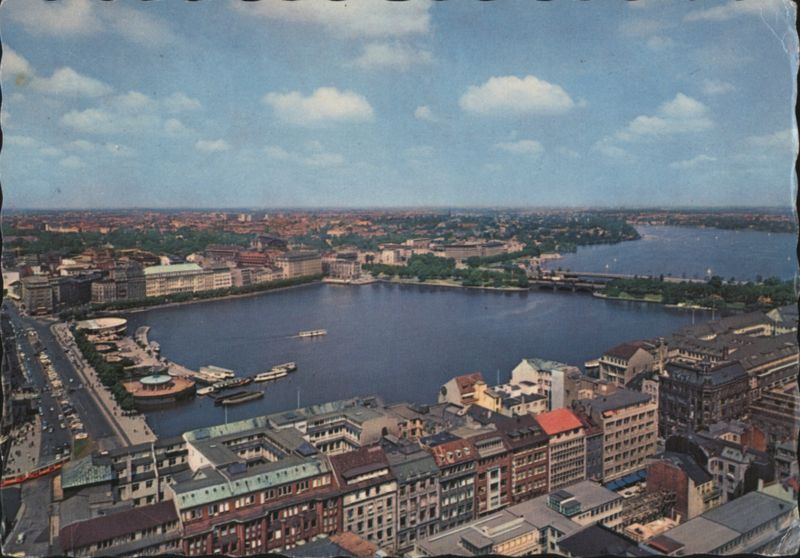 Panoramic View of Hamburg with Alster Lake Germany