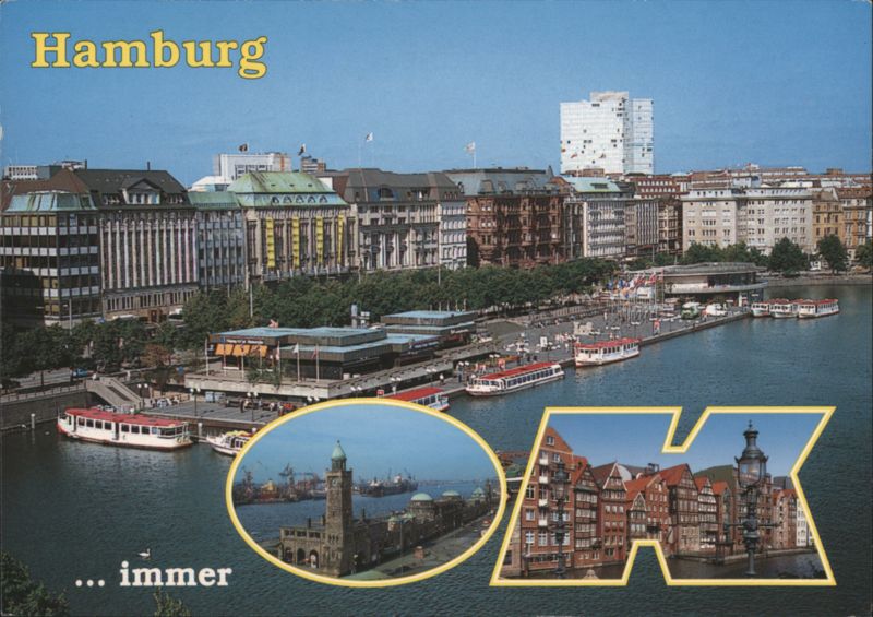 Hamburg Harbor Panorama with Buildings and Boats Germany