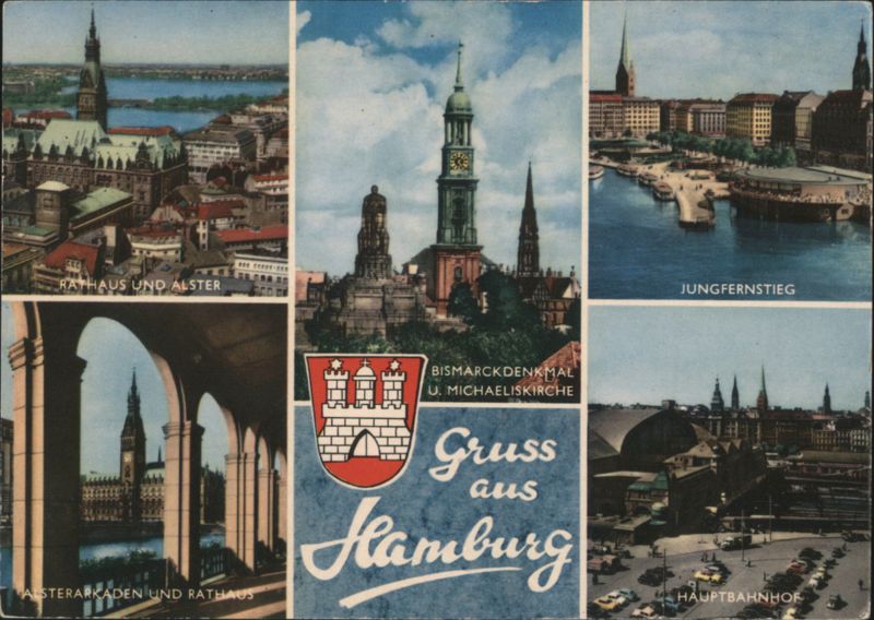 Views of Hamburg: Rathaus, Alster, Jungfernstieg, St. Michaelis Germany