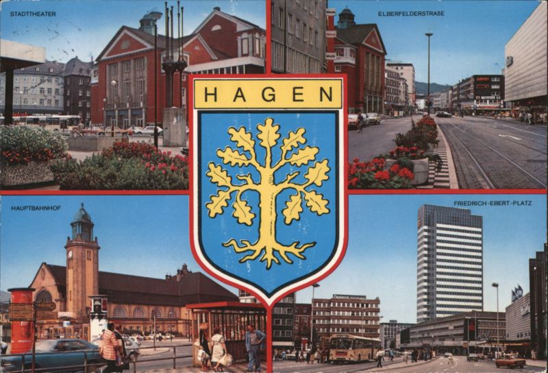 Hagen Multi-View with Coat of Arms and City Landmarks Germany