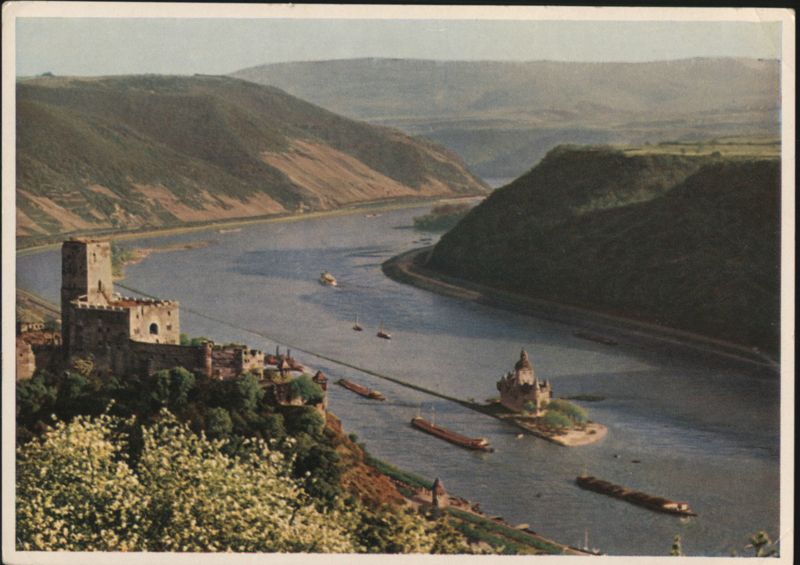 Gutenfels Castle and Pfalz on the Rhine River near Kaub Germany