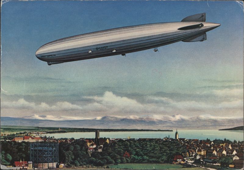 Graf Zeppelin Airship LZ 127 Flying Over Friedrichshafen Germany