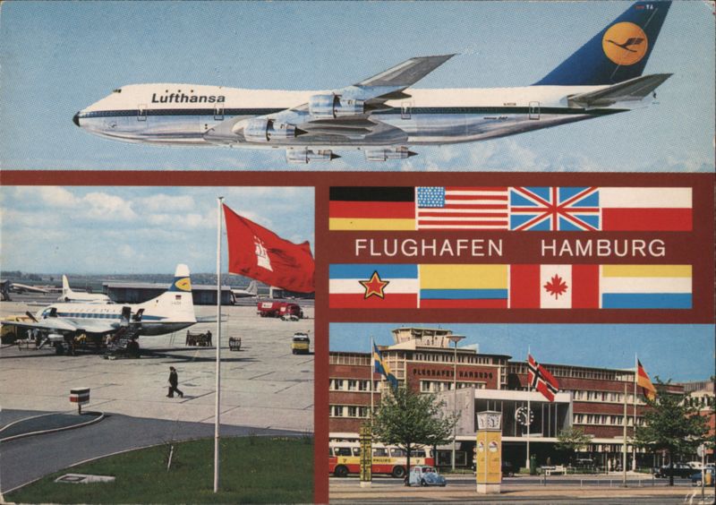 Lufthansa 747 and Views of Hamburg Airport Germany