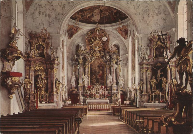 Interior of Oberammergau Parish Church Germany
