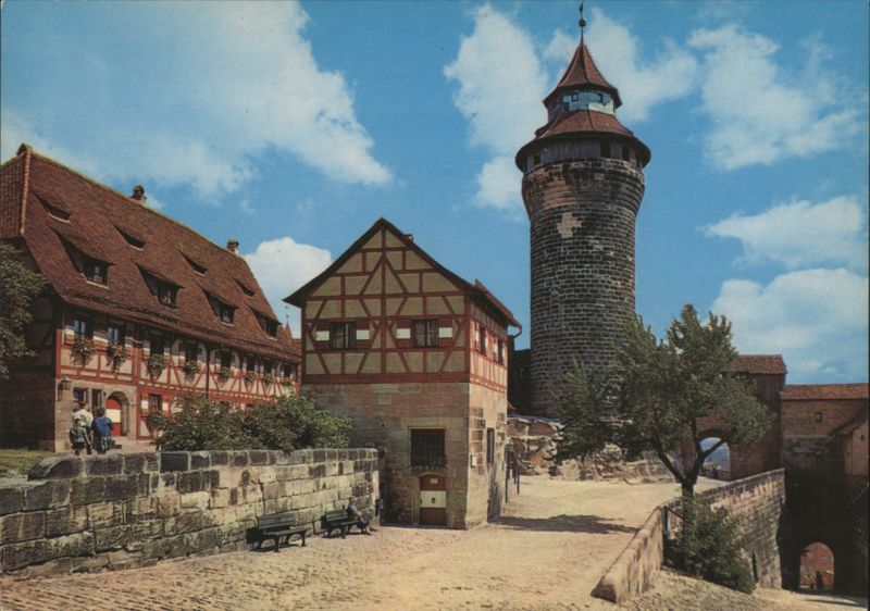 Nürnberg Sinwell Tower and Half-Timbered Buildings Germany