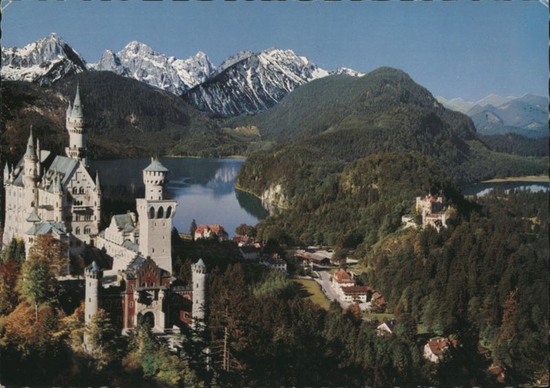 Neuschwanstein Castle, Hohenschwangau, Alps, Lake Alpsee Germany