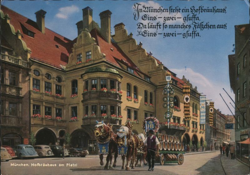 Hofbräuhaus, München with Horses and Wagon Germany