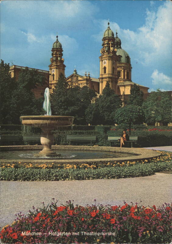 Munich: Hofgarten with Theatinerkirche and Fountain Germany