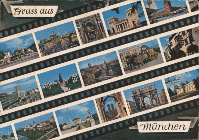 Munich Landmarks Filmstrip Montage Germany
