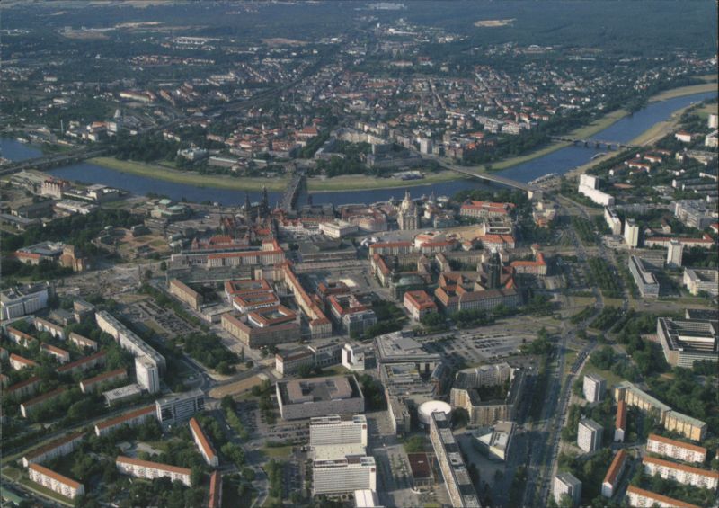 Aerial View of Dresden, Elbe River and Cityscape Germany