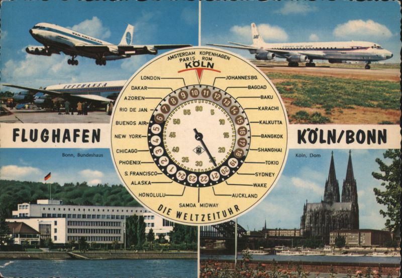 Cologne Bonn Airport, World Time Clock, Jets, City Views Cologne, Bonn Germany