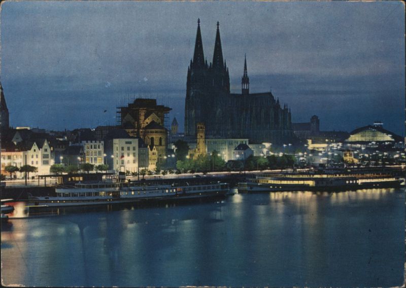 Cologne Cathedral and Rhine River at Night Köln Germany