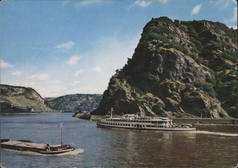 Loreley Rock and Boats on the Rhine River Germany