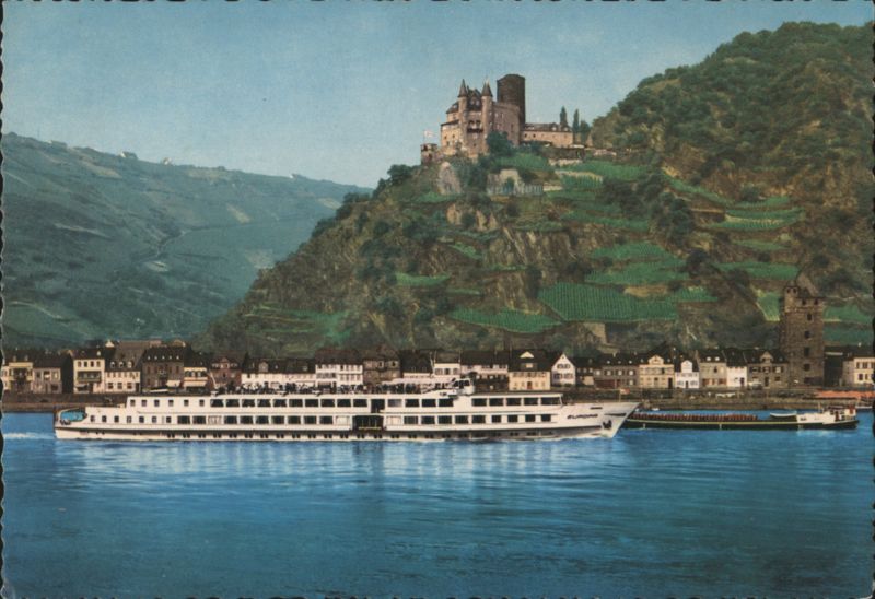 St. Goarshausen am Rhein with Burg Katz and Europa Ship Germany