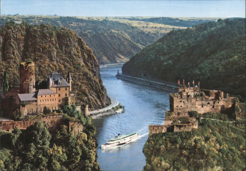 Rhine River, Loreley Rock Valley with Castles & Ship Germany