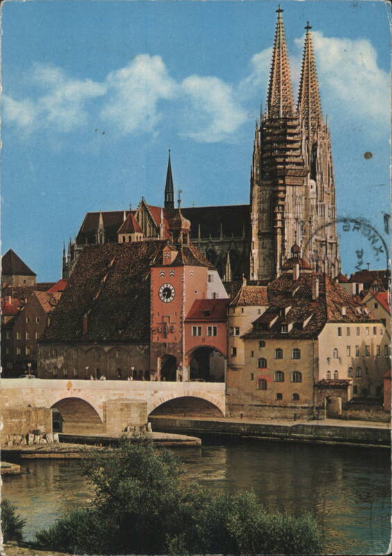 Regensburg Cathedral & Stone Bridge on Danube Germany